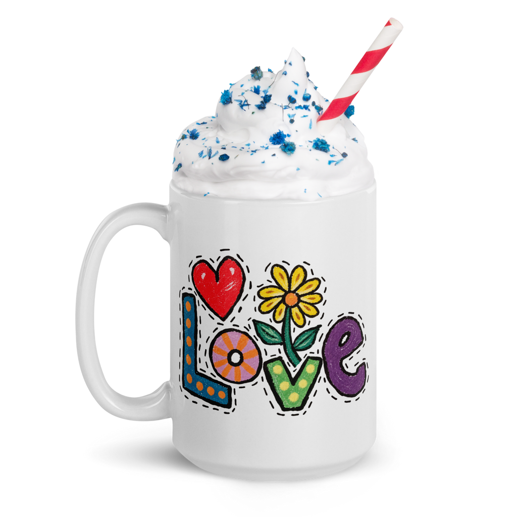 Love White glossy mug